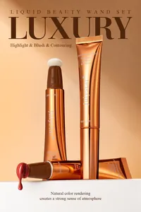 Julystar liquid beauty wand set featuring sponge applicator for highlight and contour