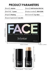 Detalles de dimensiones y especificaciones del set de barras de maquillaje Julystar