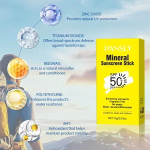 Infographie détaillée des ingrédients du bâton solaire minéral PANSLY SPF 50+