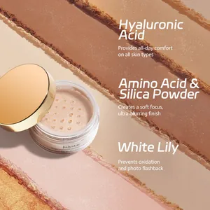 Julystar setting powder detail with ingredients like Hyaluronic Acid and White Lily extract