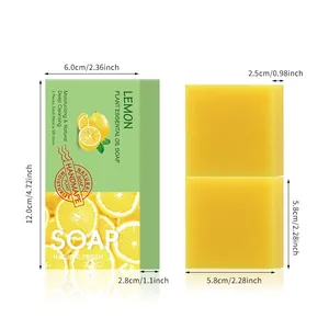Dimensions détaillées des pains de savon artisanal à l'huile essentielle de citron et boîte