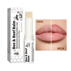 Balsamo labbra Bee & Beef con sebo bovino bio confronto prima e dopo l'effetto viso