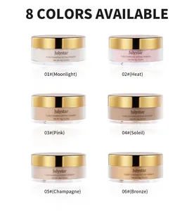 Detailed view of six shades of flash diamond setting powder with shimmering finish