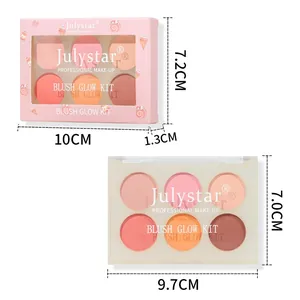 Palette de fards à joues Julystar 6 couleurs pour maquillage professionnel.