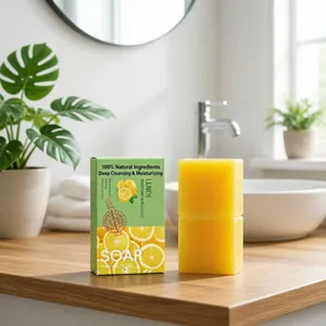 Savon Fait Main Naturel Citron Gingembre Curcuma Acide Kojique pour Éclaircir la Peau Nettoyage en Profondeur Hydratant