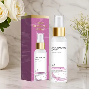 Nahaufnahme von dem Enthaarungsspray mit Wassermelonenduft und rosa Verpackungsbox