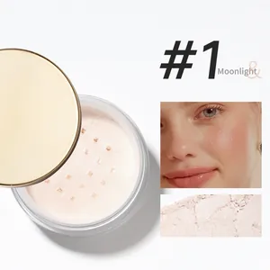 Close-up of #1 Moonlight loose setting powder with shimmer finish and model effect