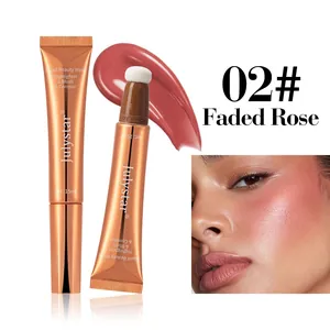 Professional liquid blush and highlighter wand with sponge head in Faded Rose shade