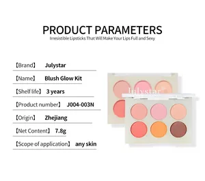 Paramètres détaillés du produit pour la palette de fards à joues Julystar