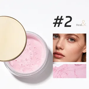 Macro detail of pink diamond loose setting powder and makeup effect on skin
