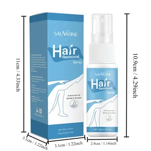 SAUVASINE 30ml hair removal spray showing product packaging and accurate size dimensions
