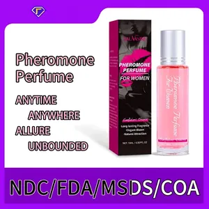 Profumo ai Feromoni da Donna Fragranza Rollerball a Lunga Durata Bloom Elegante Boccetta di Vetro Portatile Liquido Rosa 15ml