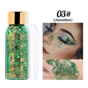 Vista dettagliata del gel glitterato camaleonte nella tonalità 03# per trucco viso