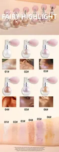 Spray illuminateur scintillant 6 couleurs pour visage et corps avec nuancier sur le bras