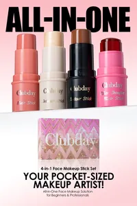 Detailed view of the 4-in-1 Clubday face makeup stick set with blush and contour