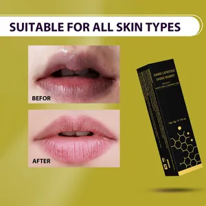 Risultati prima e dopo del rossetto idratante al miele scuro per la cura delle labbra.