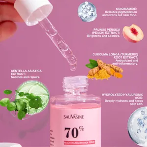 Detailansicht von Sauvasine Pfirsich 70 % Niacinamid-Serum mit Hauptinhaltsstoffen