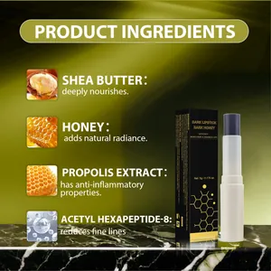 Infografica dettagliata degli ingredienti del rossetto al miele e burro di karitè