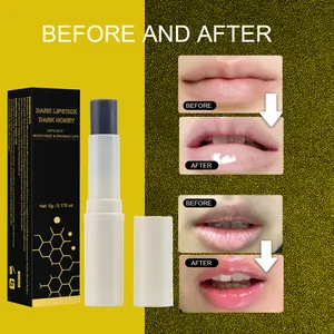 Confronto prima e dopo del rossetto idratante Dark Honey per la cura delle labbra