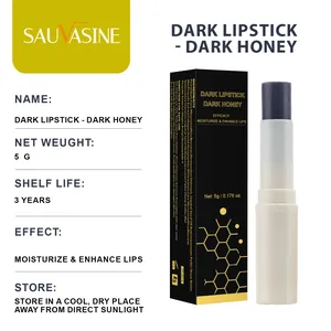 Dettaglio del rossetto idratante Dark Honey con elenco ingredienti e istruzioni d'uso