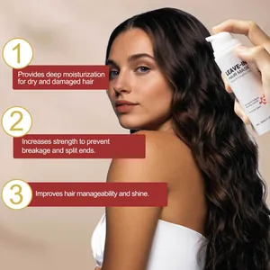 Detail showing leave-in hair mask application on long wavy hair for deep moisture