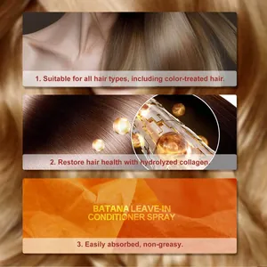 Detail showing Batana leave-in hair conditioner benefits and hydrolyzed collagen