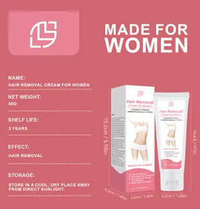 Detailed product dimensions and specifications of hair removal cream for women 80g