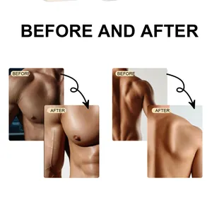Detailed before and after comparison of exfoliating body soap effects on male chest and back