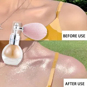Spray enlumineur scintillant pour visage et corps avec effet avant et après usage