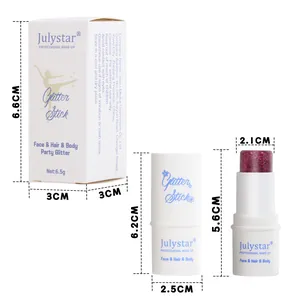 Detailed size specifications of Julystar face and body glitter stick for party makeup