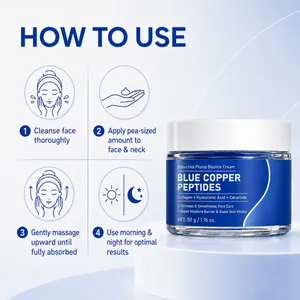Guide d'utilisation de la crème pour le visage Blue Copper Peptide Bakuchiol Plump