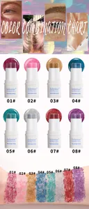 Color combination chart for 8 vibrant glitter makeup sticks for face hair and body