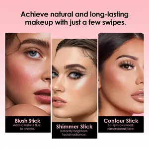 Detail view showcasing makeup results for blush, shimmer and contour stick application