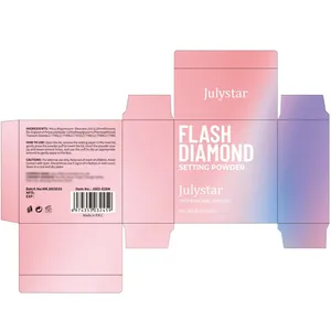 Julystar Flash Diamond Setting Powder packaging layout showing ingredients and usage instructions