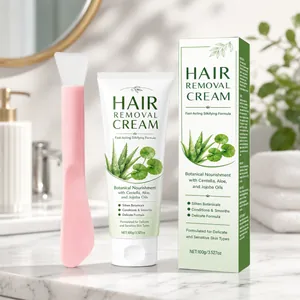 Crema Depilatoria alle Erbe 100g Con Spatola Formula Delicata per Pelle Sensibile Gambe Braccia Ascelle Set Depilazione per Uomo e Donna