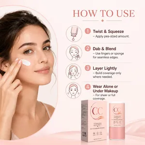 Schritt-für-Schritt-Anleitung für CC Tinted Serum mit Produktdetails und Verpackung