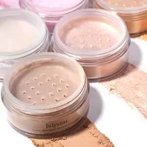 Close-up of Julystar Flash Diamond Setting Powder jars showing texture and shades