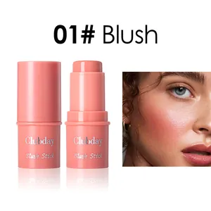 Detail of 01# pink matte blush stick with model face demonstration