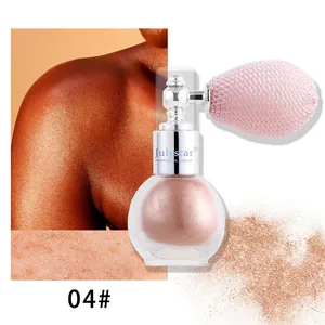 Vue rapprochée du spray enlumineur de corps scintillant avec pompe à bulbe rose
