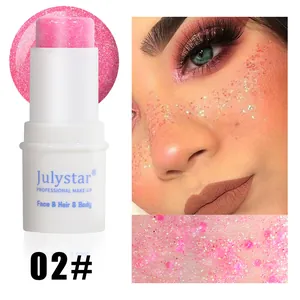 Professional pink glitter stick 02 for face and body showing application and texture