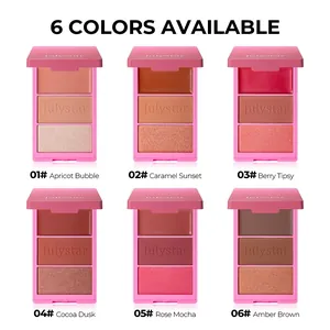 Display of Julystar 3-in-1 makeup blush palette showing six varied color options
