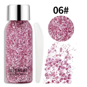 Gedetailleerde weergave van roze grove lichaamsglitter met ster en zeshoek vorm 06#