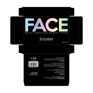Diseño detallado del empaque con ingredientes para el set de barra de belleza Julystar multifunción
