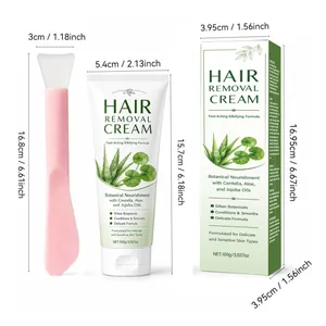 Set crema depilatoria delicata da 100g con spatola e confezione con dimensioni