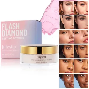 Julystar Flash Diamond Setting Powder Long Lasting Matte Oil Control Waterproof Shimmer Face Makeup Loose Powder For Women