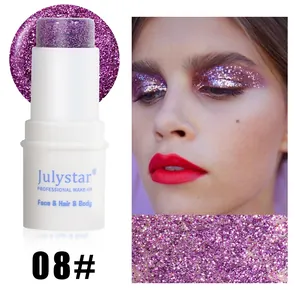 Detail view of purple face and body glitter stick color 08 with shimmering finish