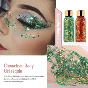 Gel glitter Julystar camaleonte per il corpo con paillettes adesive per viso e corpo