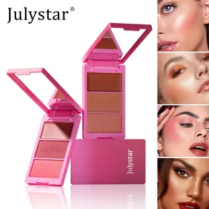 Professional 3-in-1 blush cream palette with natural waterproof finish for face makeup