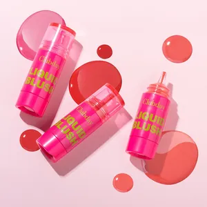 Macro view of Clubday liquid blush bottles with vibrant pink and red liquid droplets.