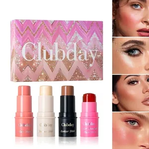 4-piece makeup stick set with blush, shimmer, contour, and color-changing sticks